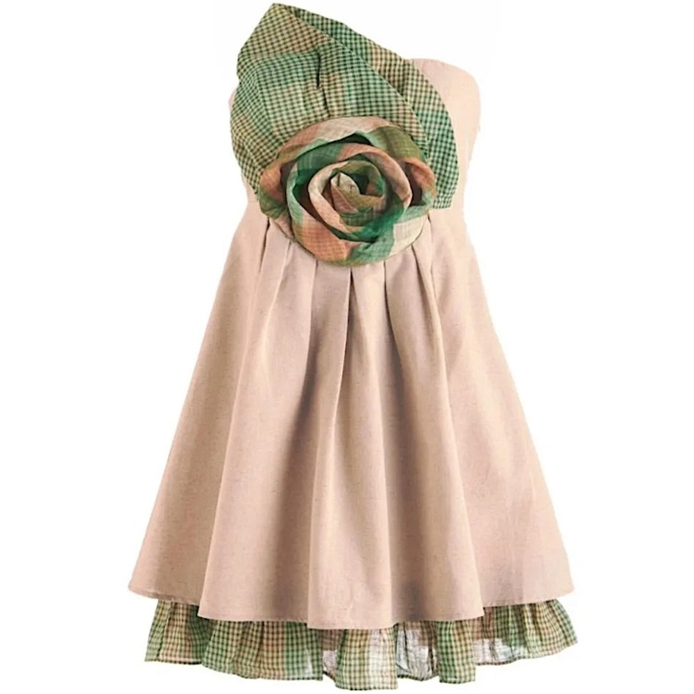 ANTHROPOLOGIE #94 Dramatic Blooming Linen Special Occasion Dress SMALL